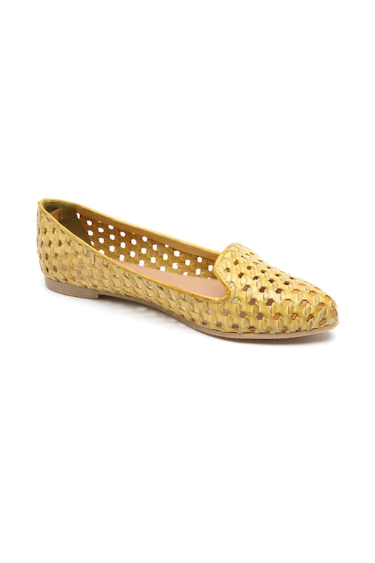 Yellow Leather Caitlyn Flats