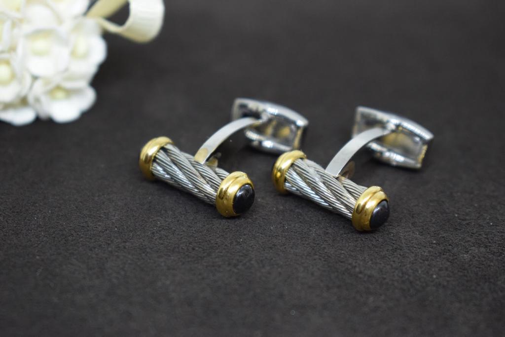 Silver Brass Metal Cufflinks (Set of 2)