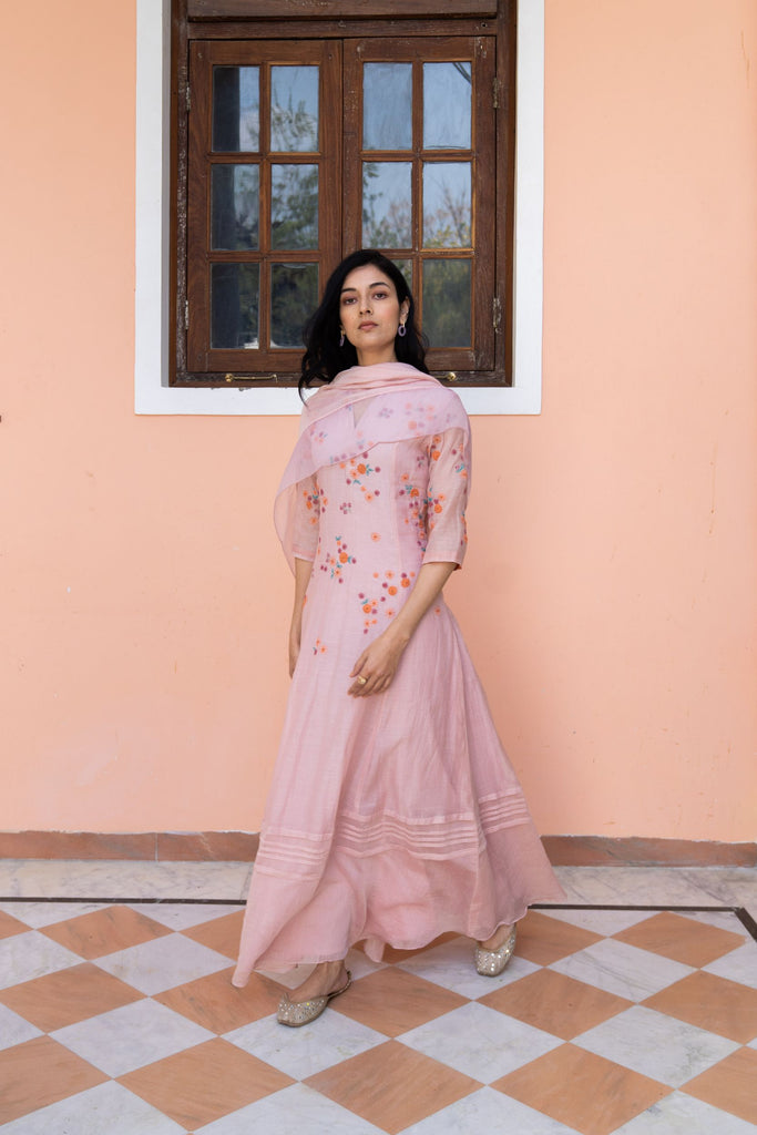 Embroidered Anarkali With Dupatta