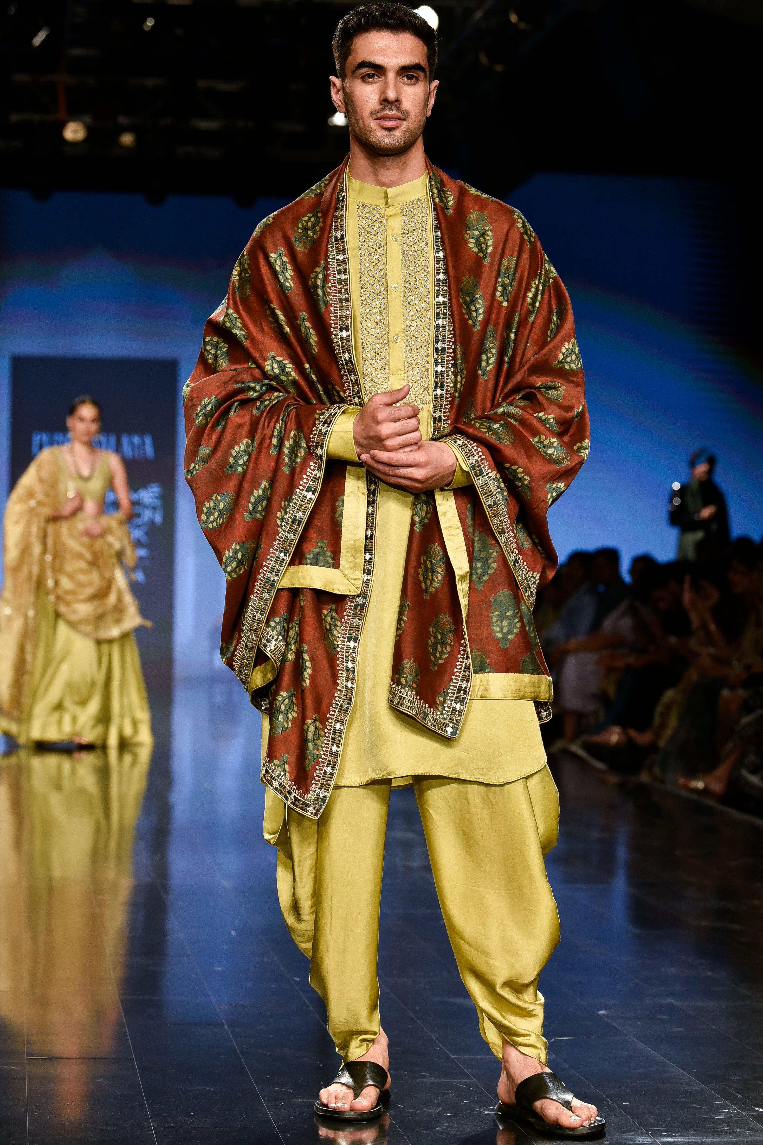 Green Satin Silk Marodi Work Kurta Set