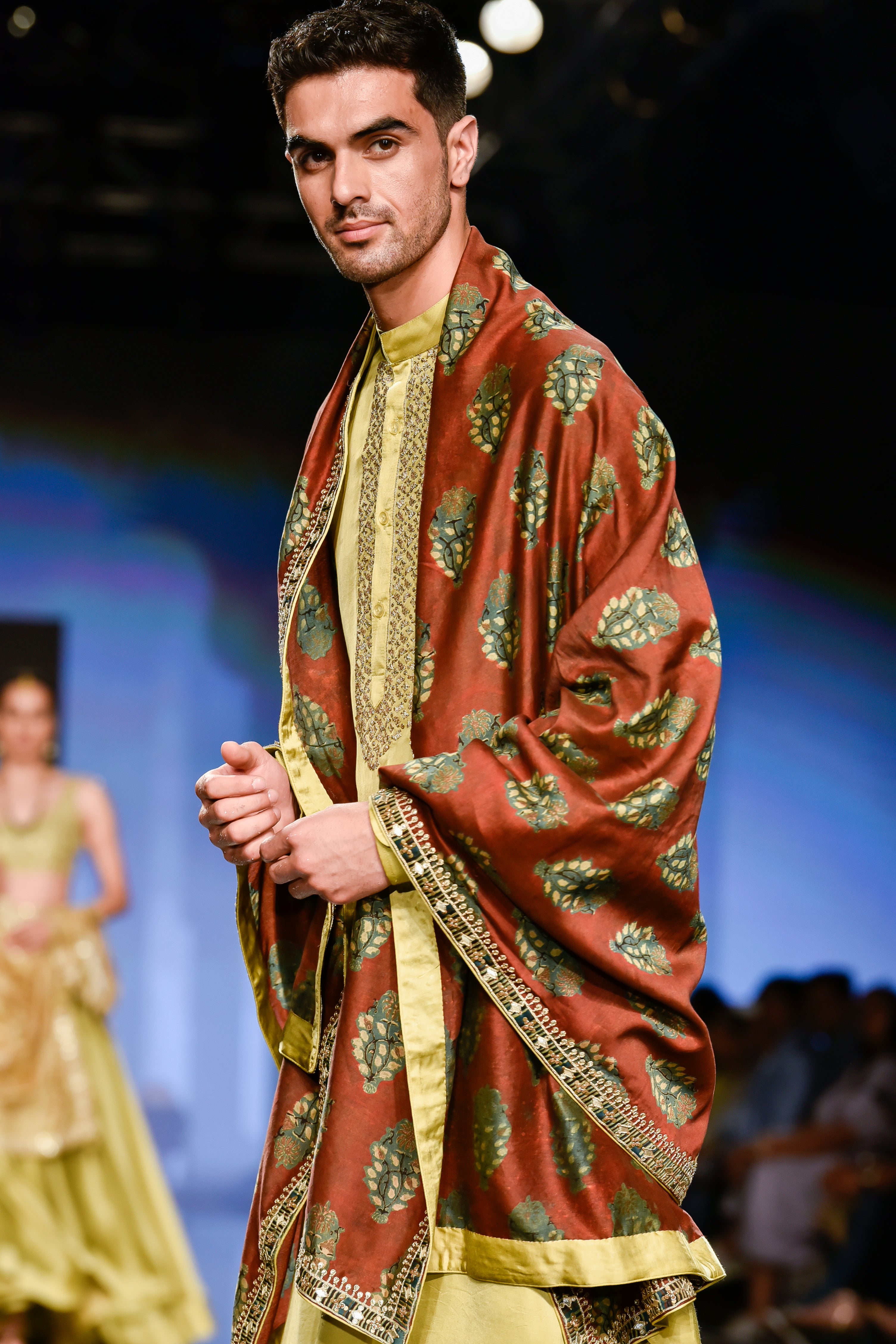 Green Satin Silk Marodi Work Kurta Set