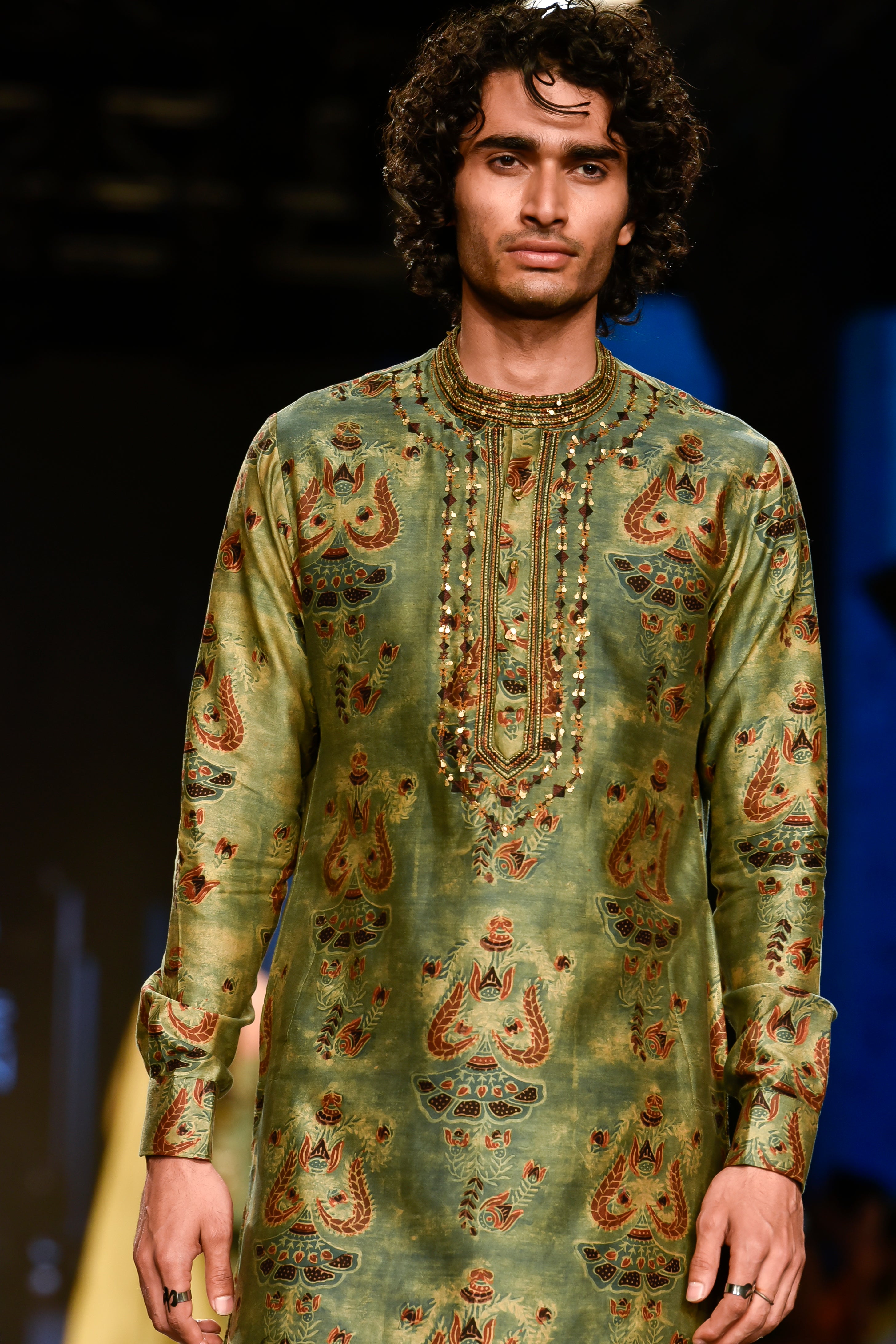Yellow Chanderi Silk Printed Kurta Set