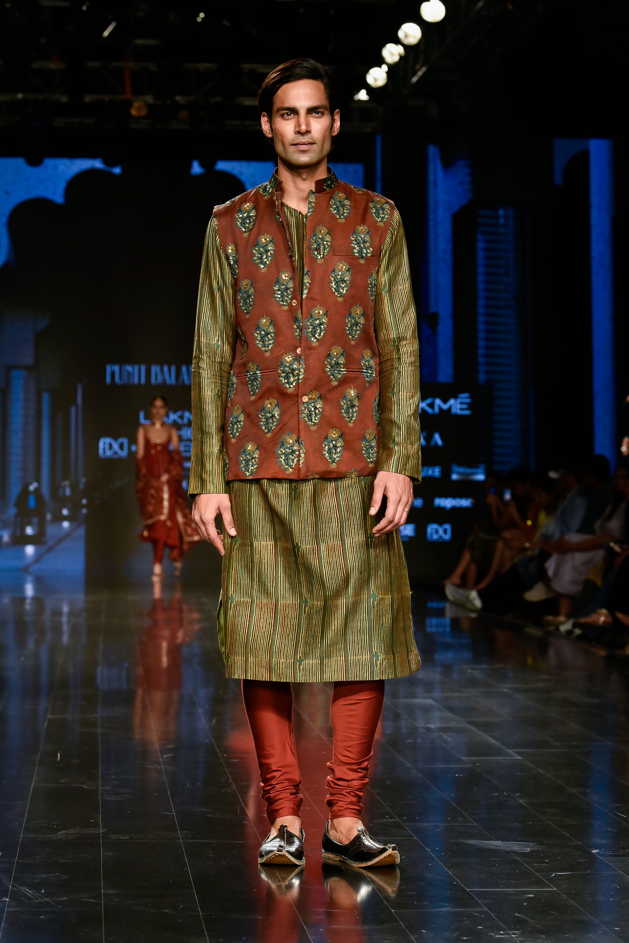 Yellow Satin Silk Printed Bundi And Kurta Set