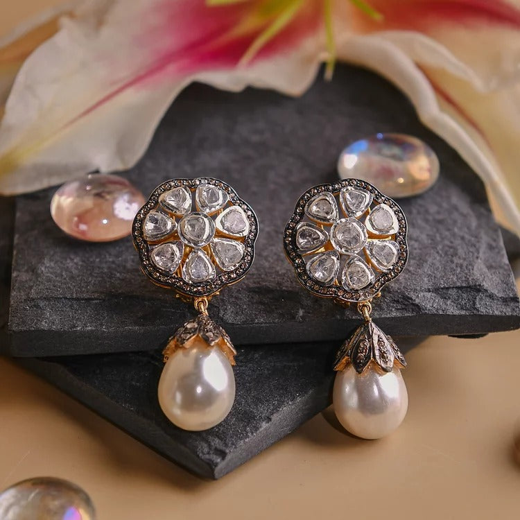 TAS Geo Flora Uncut Diamond Earrings
