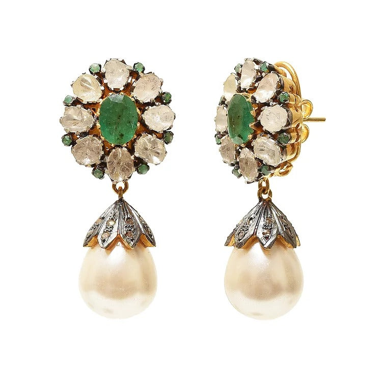 TAS Signature Emerald Flower Earrings