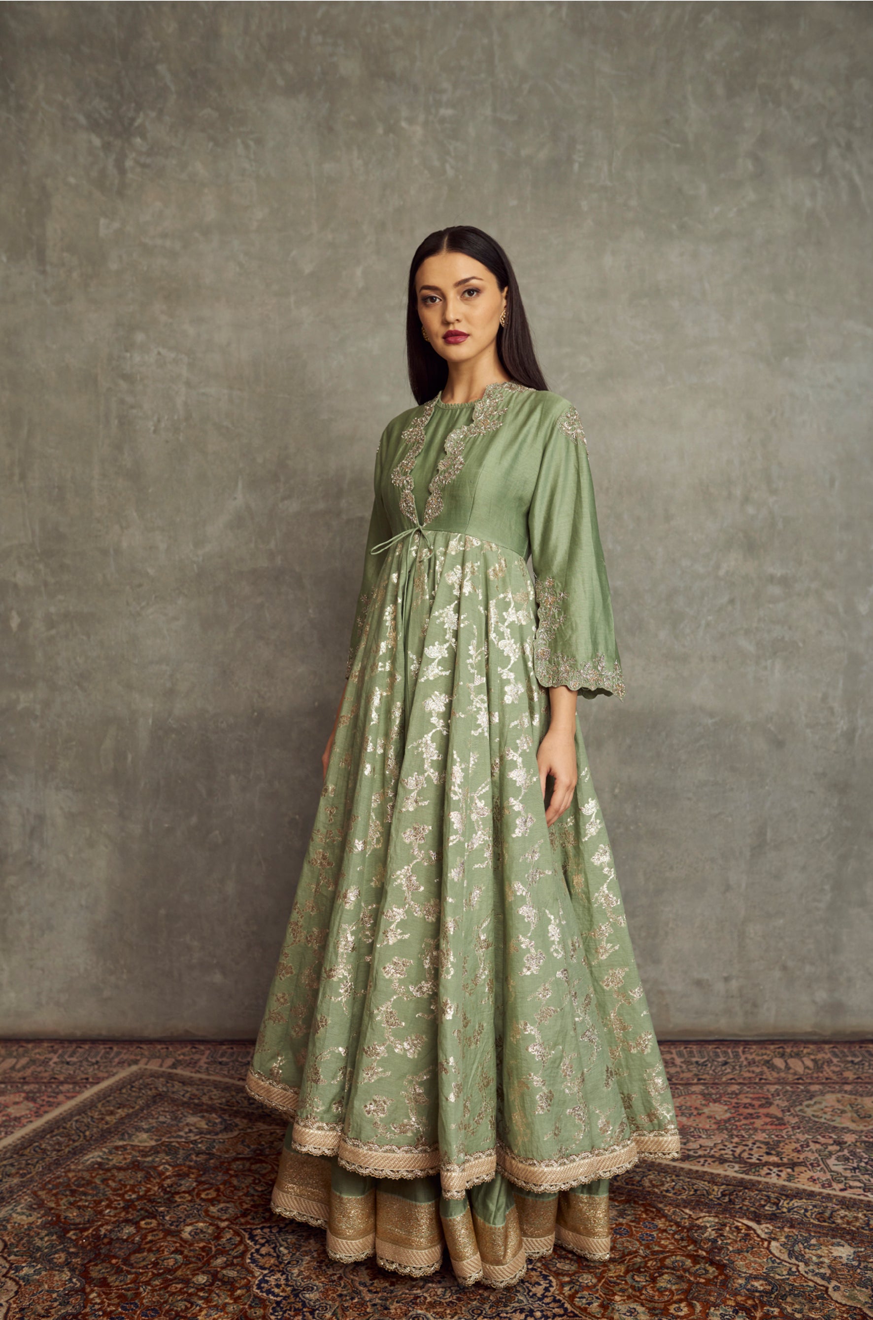 Mint Green Embroidered Anarkali Set