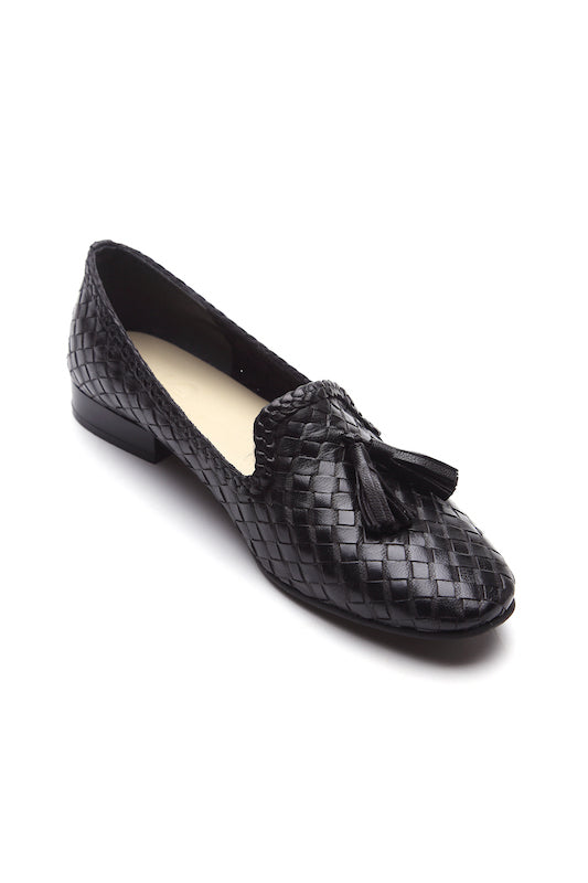 Black Leather Juilett Loafers