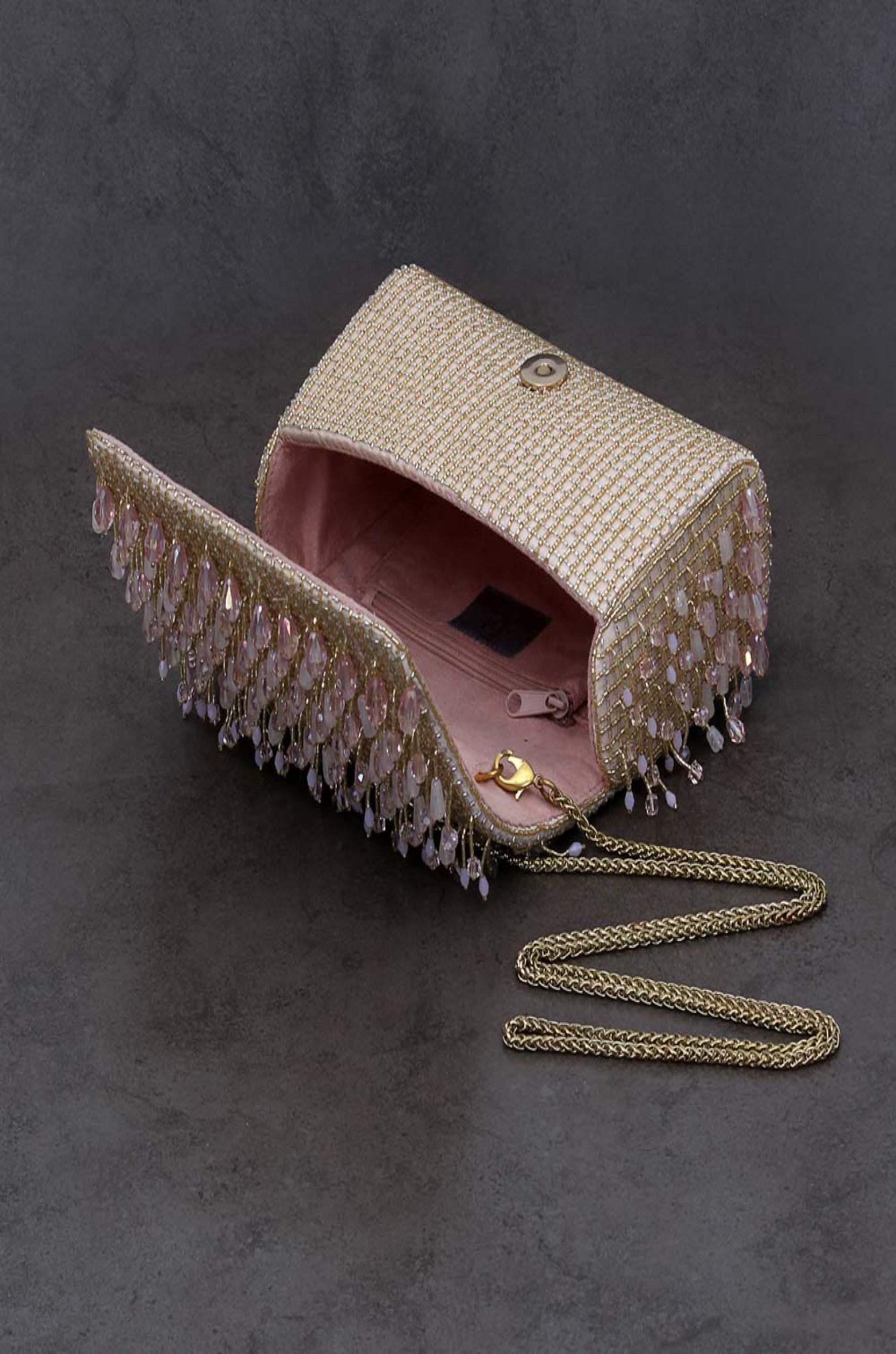 Opal Flapover Clutch Rose Quartz Pink