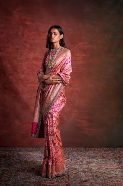Pink Banarasi Saree Set
