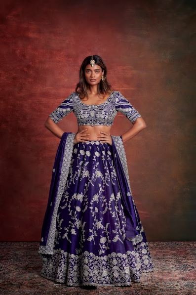 Purple Embroidered Lehenga Set