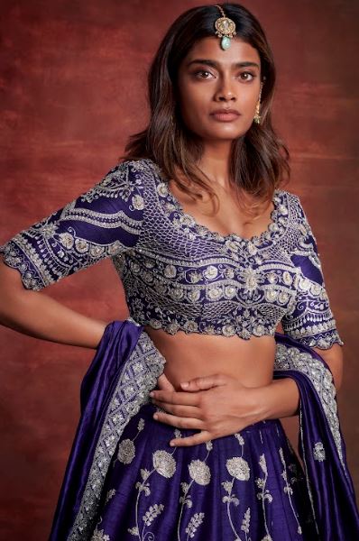 Purple Embroidered Lehenga Set