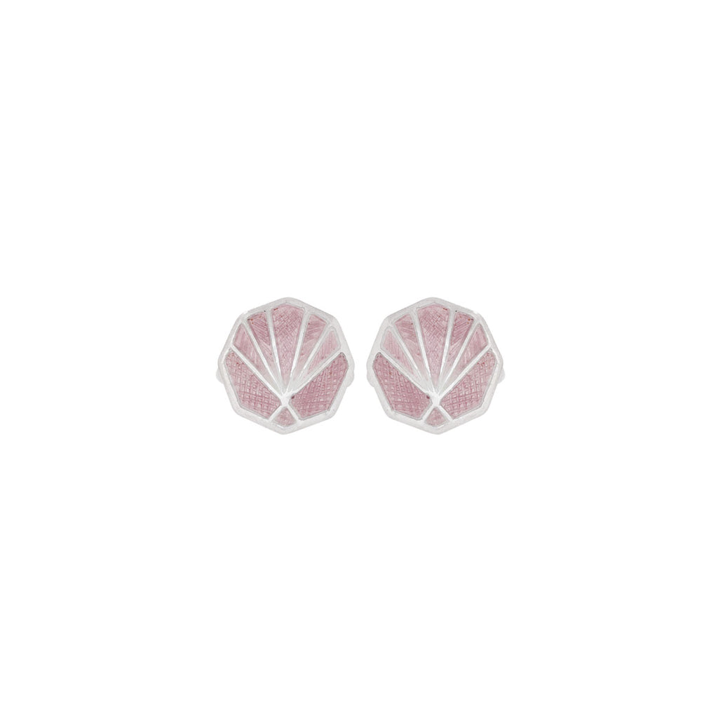 Pink Deco Silver Cufflinks