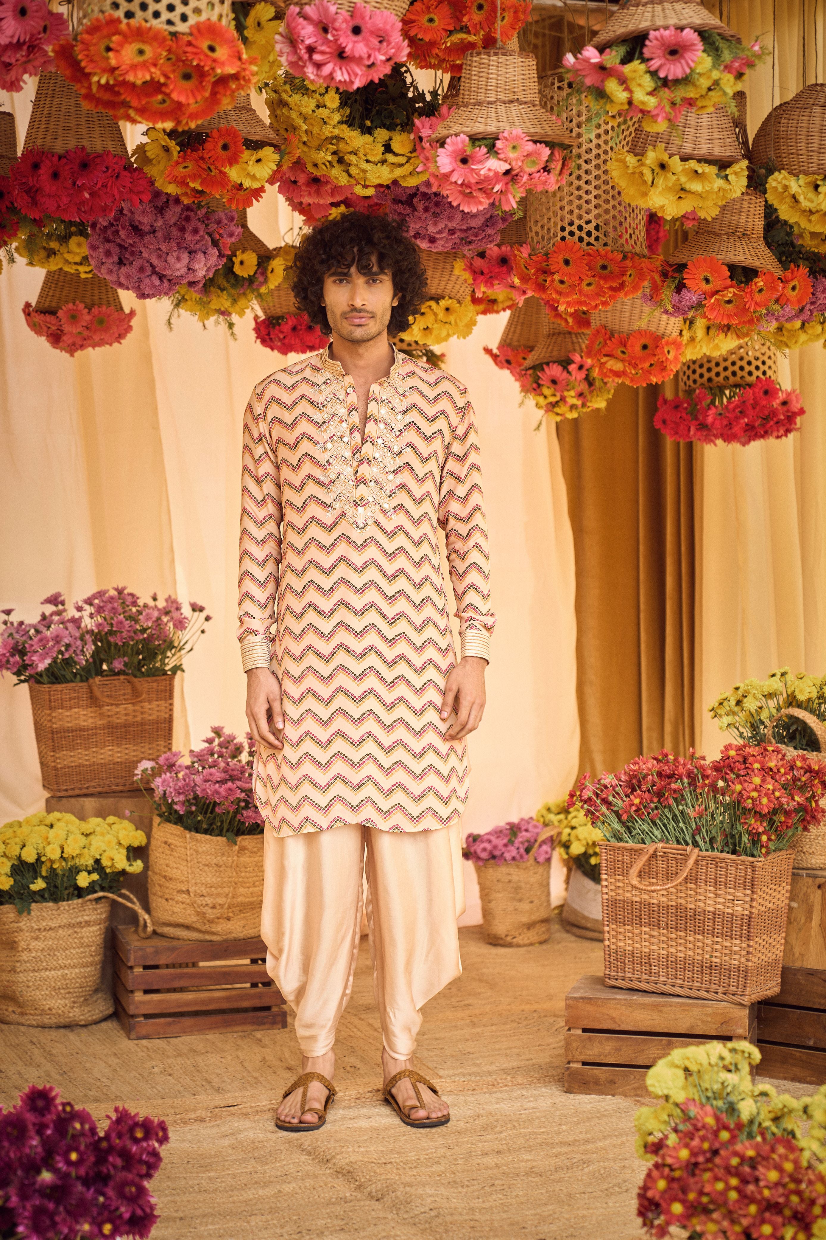 Bandhani Print Kurta And Dhoti Set
