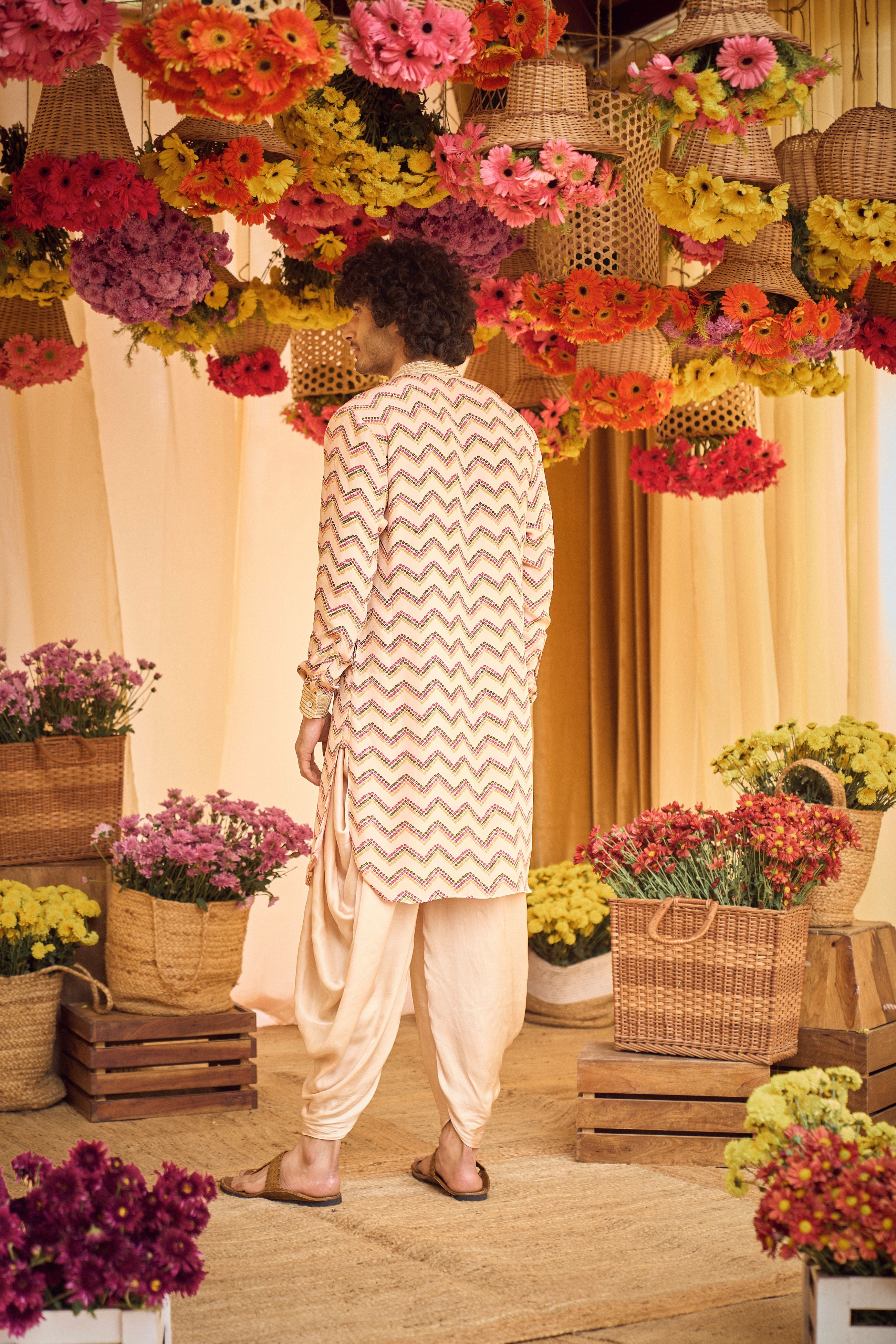 Bandhani Print Kurta And Dhoti Set