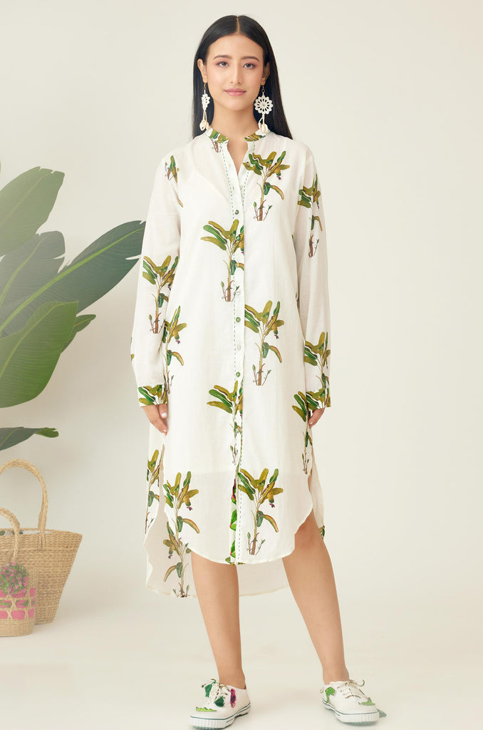 Off-White Banana Tree Print Shirt Dress