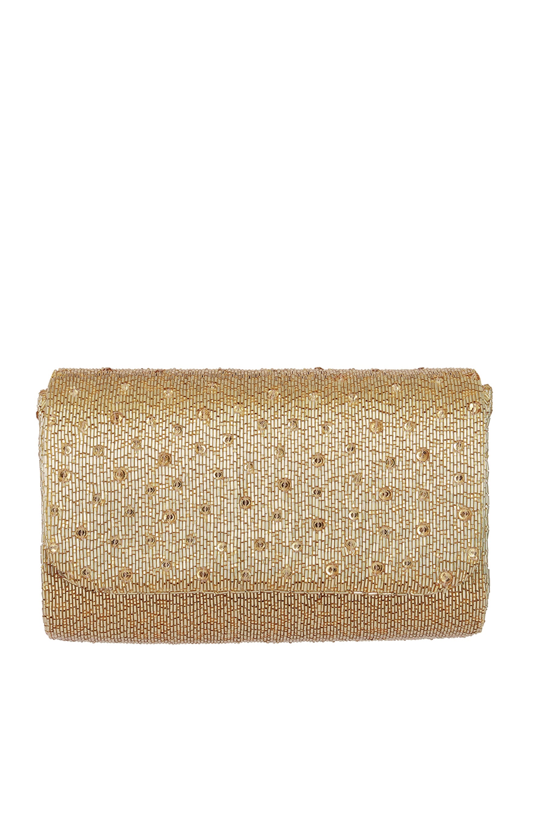 Eclat Flapover Clutch Peerless Gold Lustrous Silver