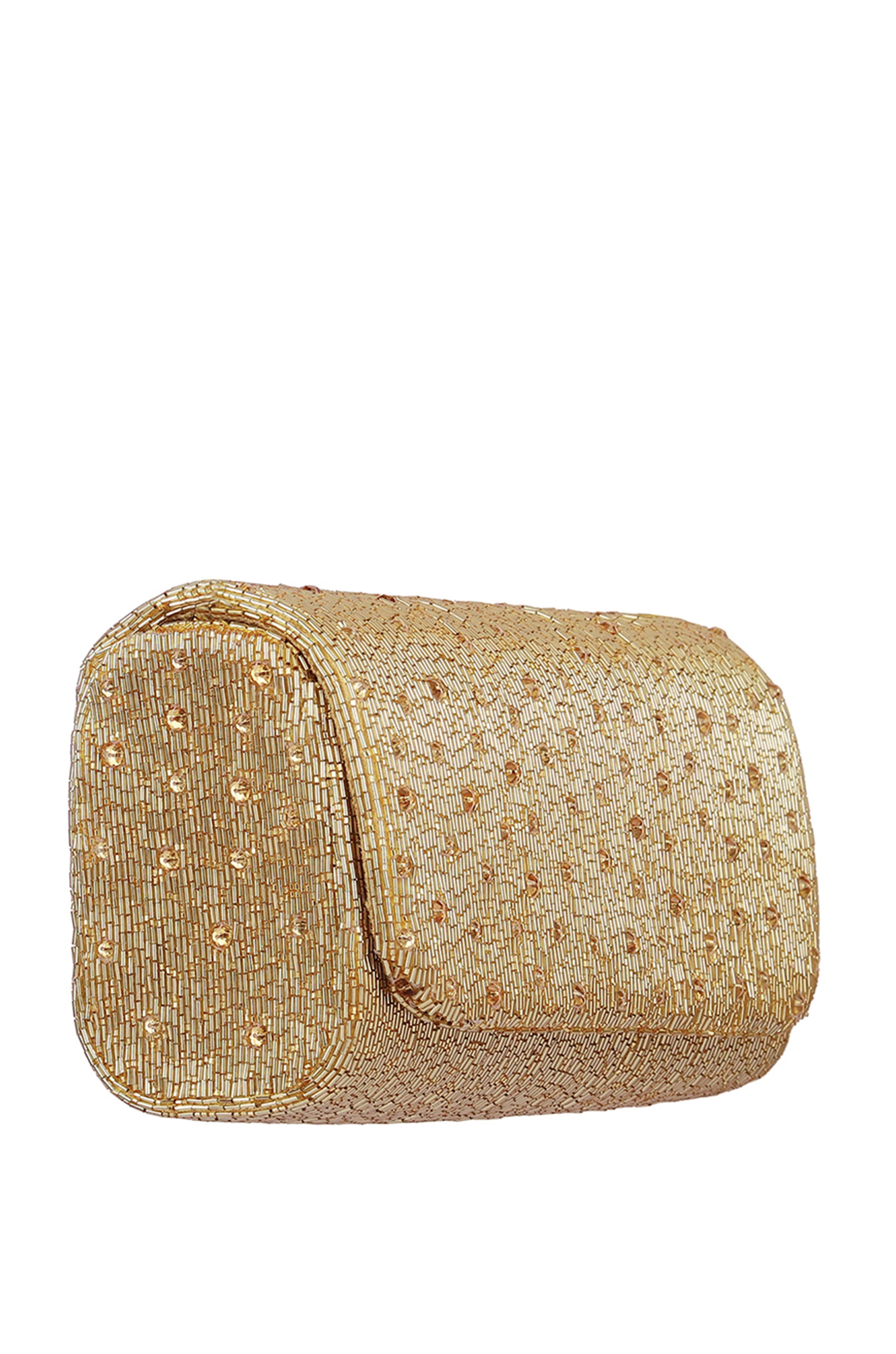 Eclat Flapover Clutch Peerless Gold Lustrous Silver