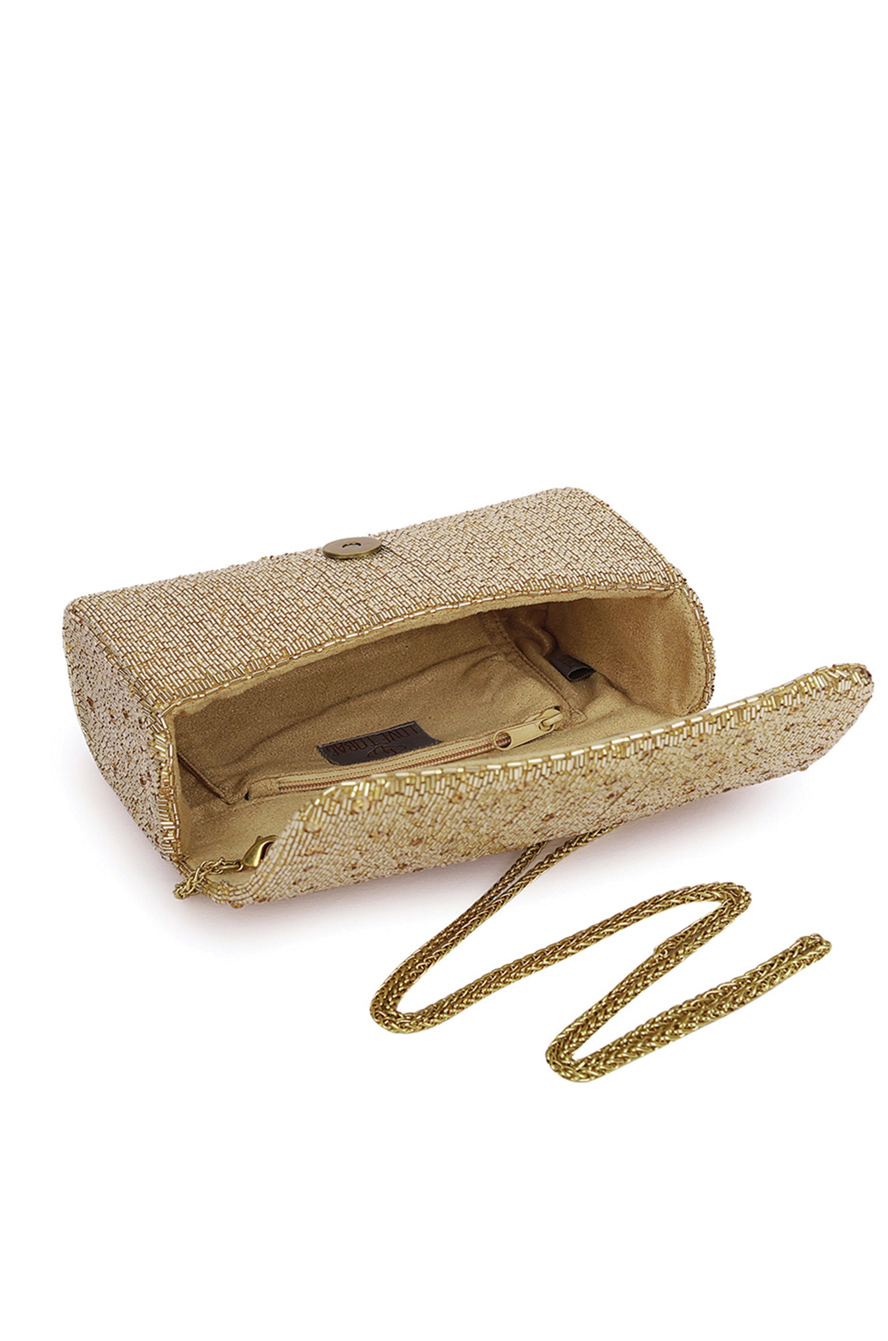 Eclat Flapover Clutch Peerless Gold Lustrous Silver