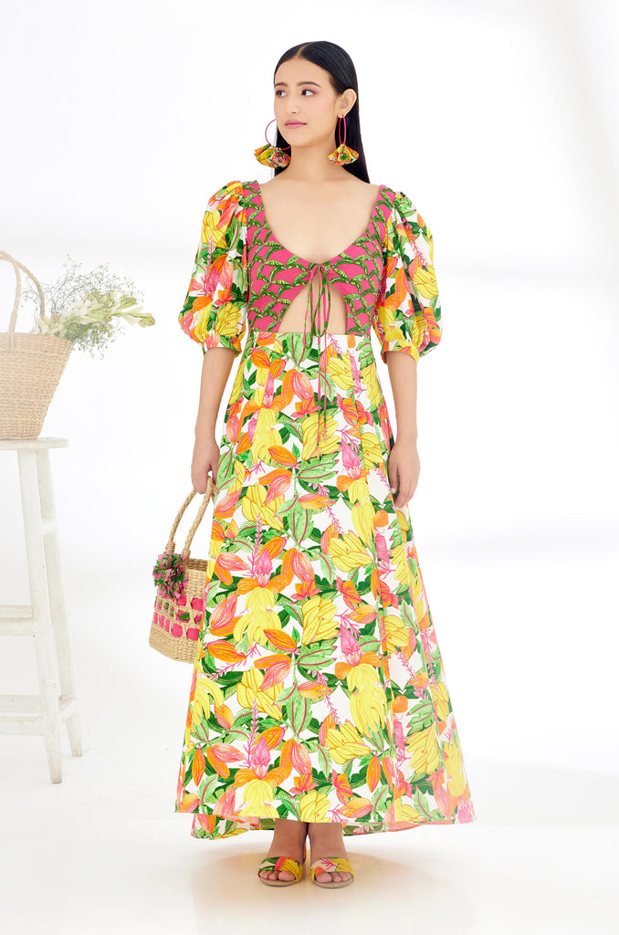 Bespoke Banana Fruit Print Dress