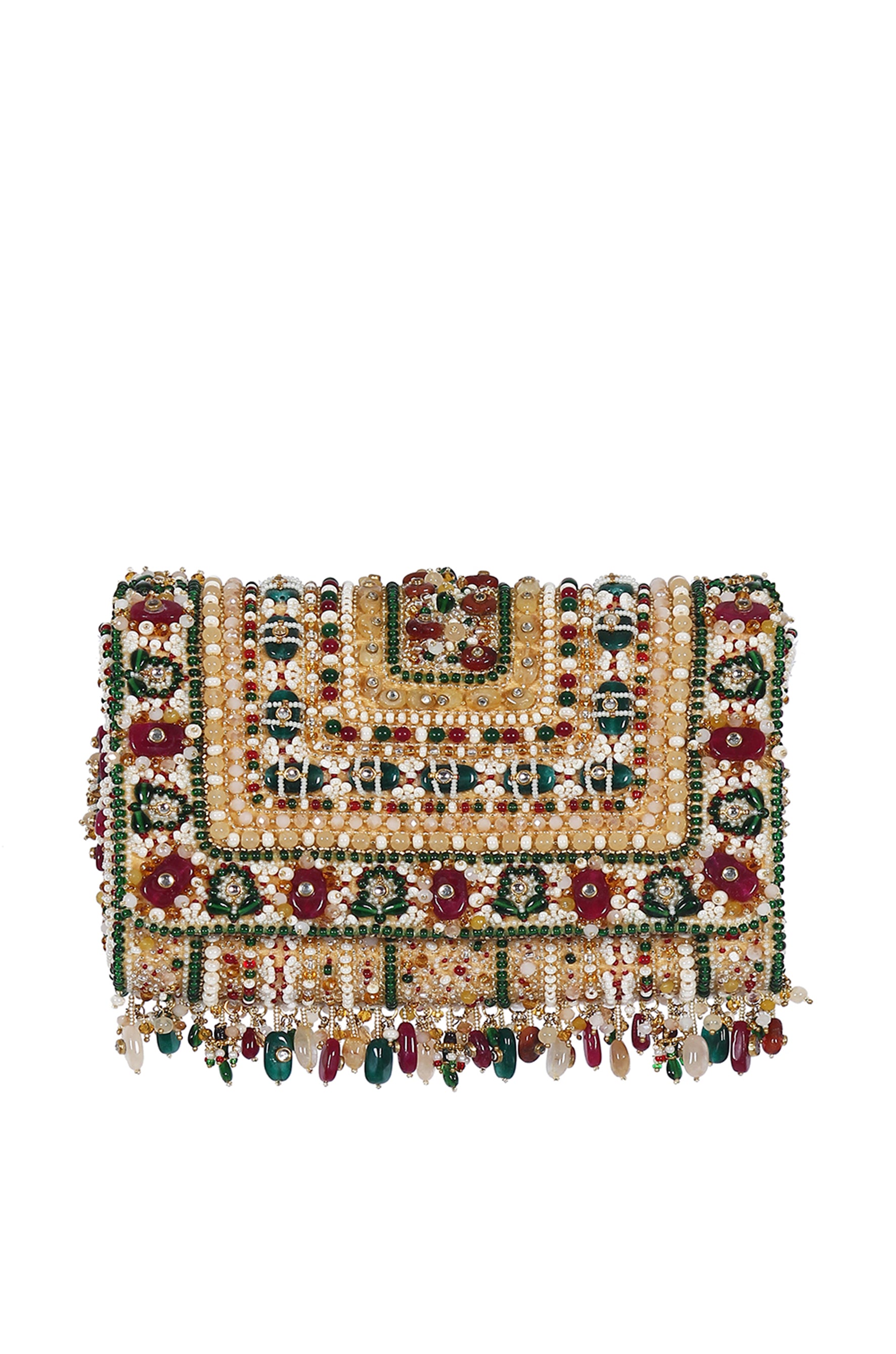 Amara Flapover Clutch Ruby Red Emerald Green Multi