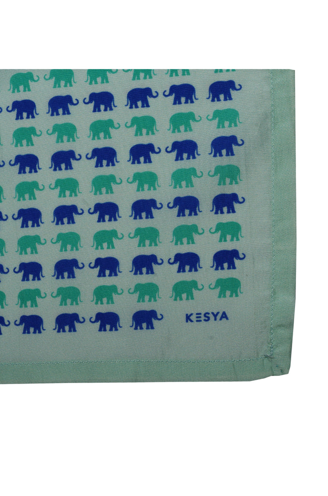 Dual blue elephant pocket square