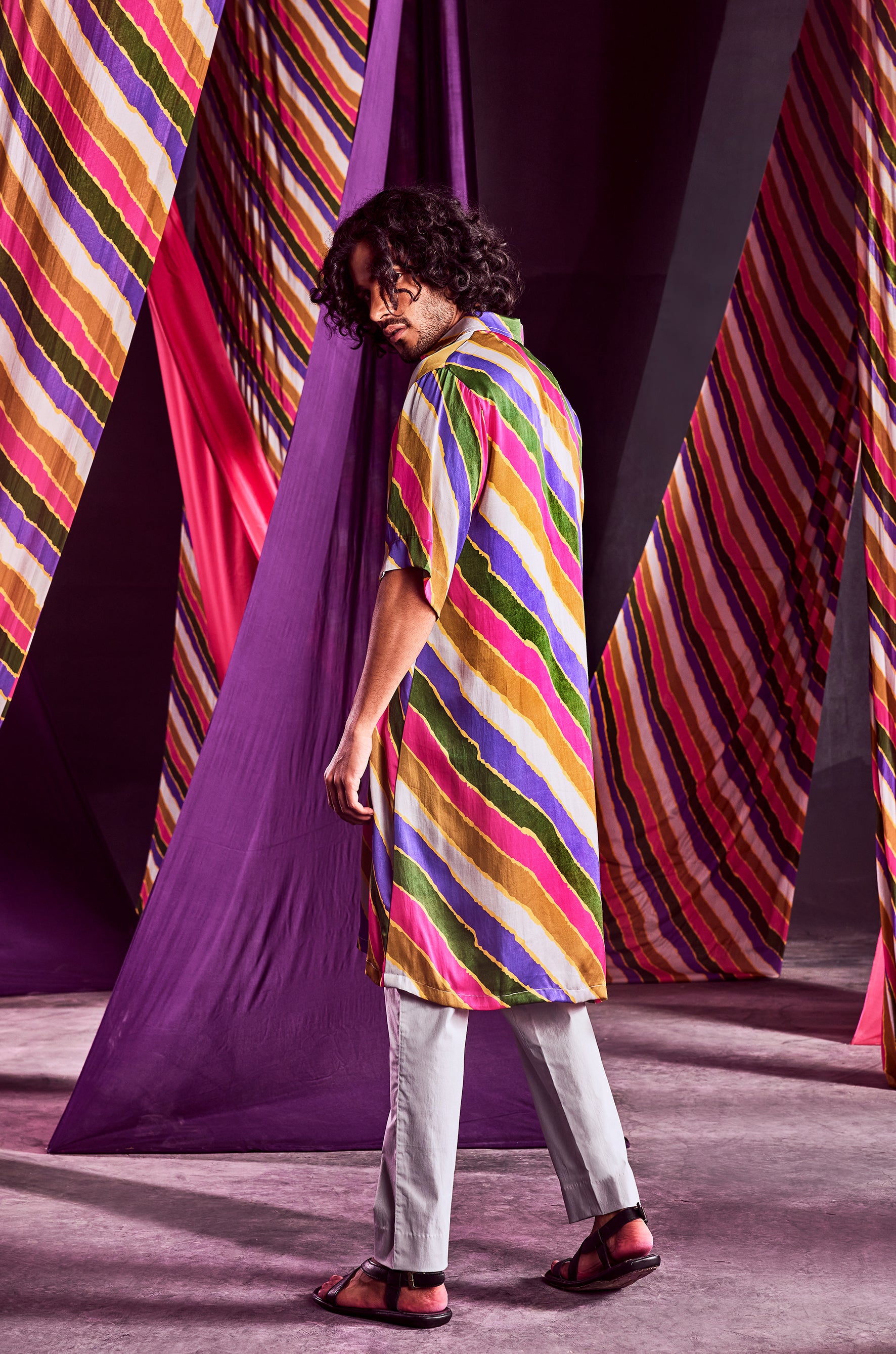 Stripe Printed Shirt Set