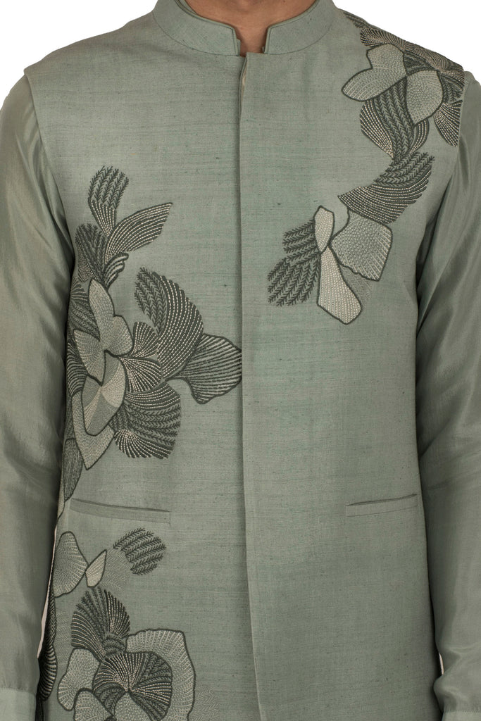 Pine Silk Embroidered Waist Jacket