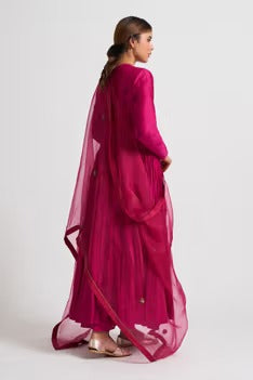 Pink Chanderi Anarkali Set