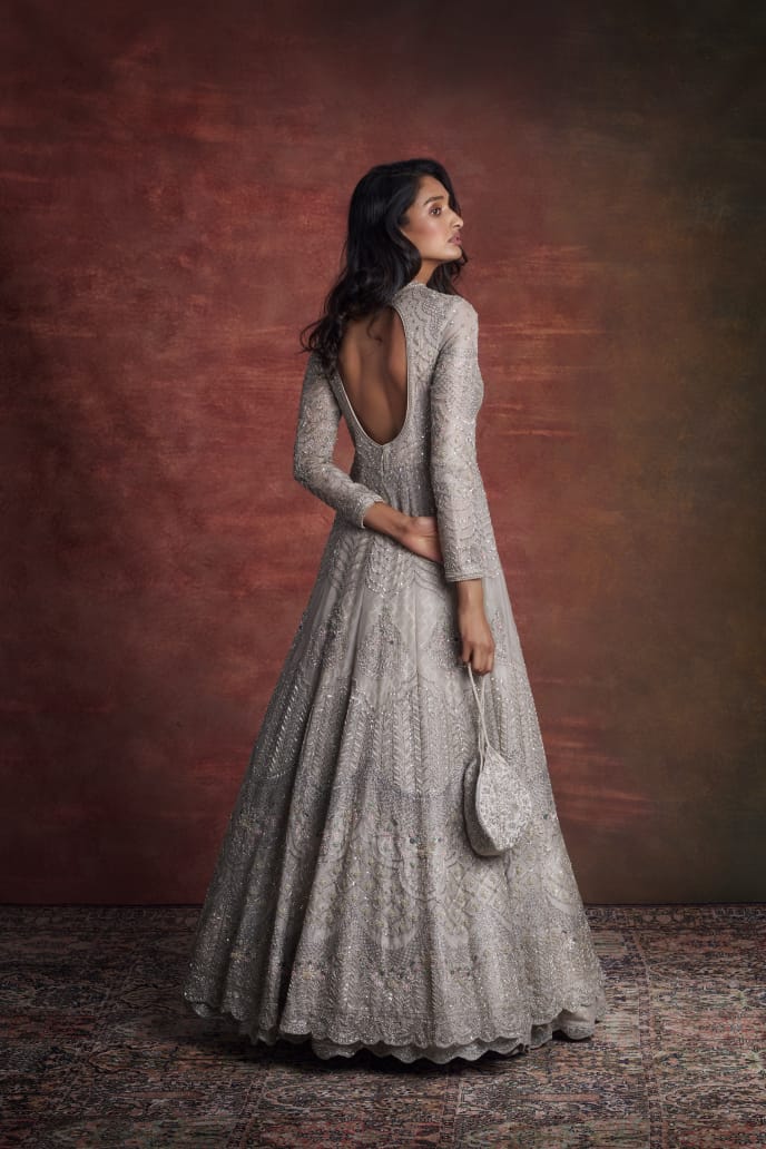 Ivory Embroidered Anarkali Set