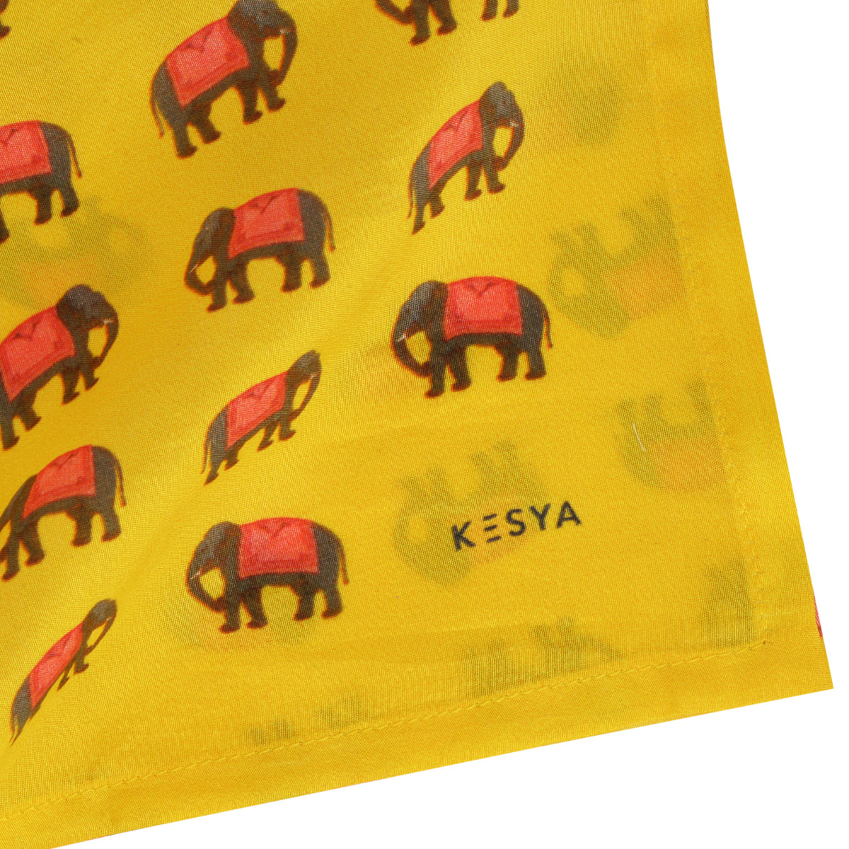 Yellow Elephant Silk Pocket Square