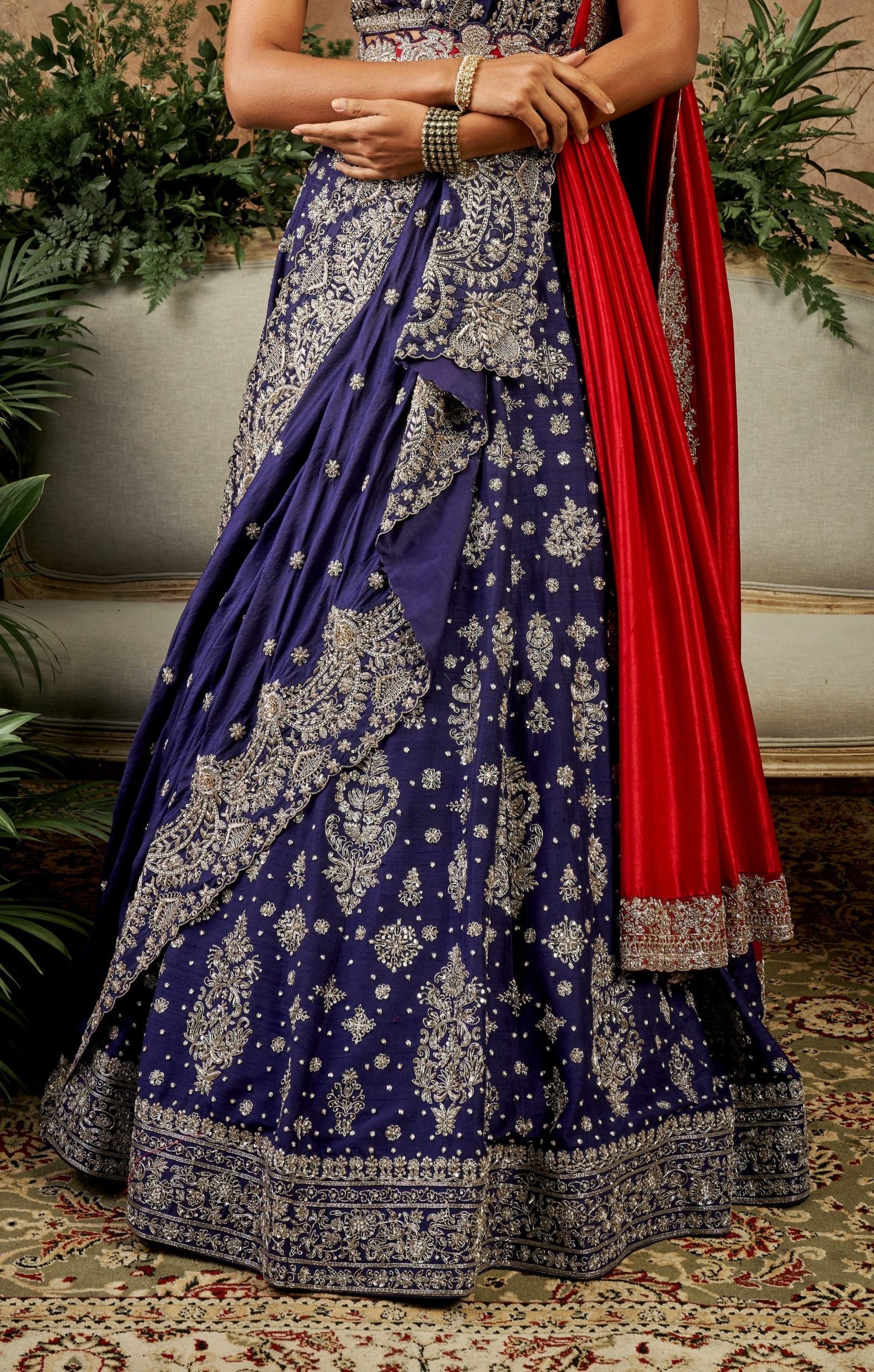 Purple Zardozi Embroidered Lehenga Set